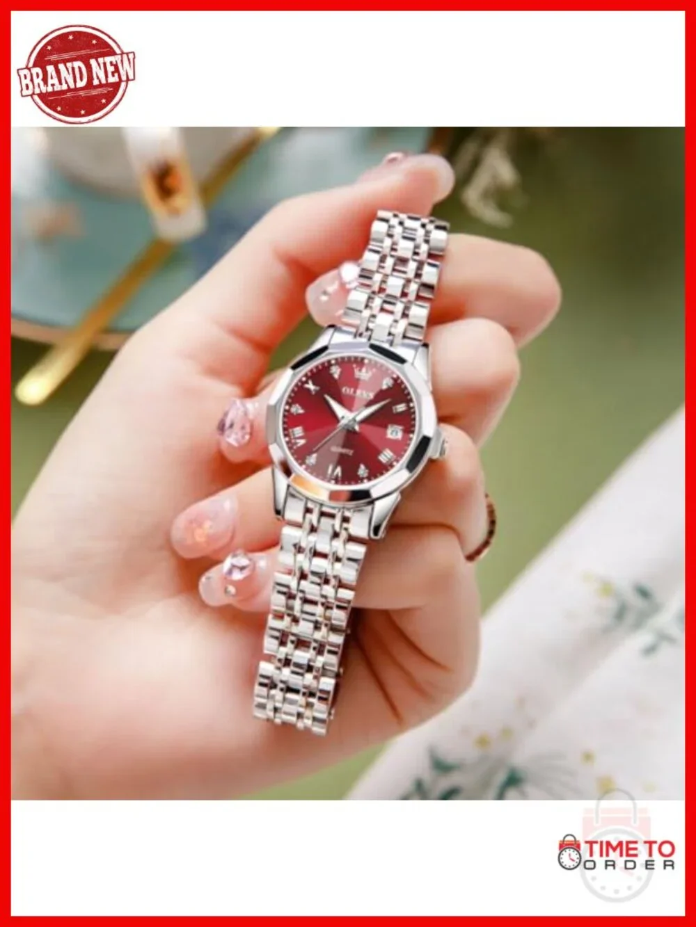 Ladies Quartz Wristwatch Stainless Steel Waterproof Luminous Day Date Two Tone